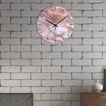 

Marble Texture Vinyl Record Clock No Ticking Decorative Modern Wall Clock for Living Room Home Decor Hanging Watch