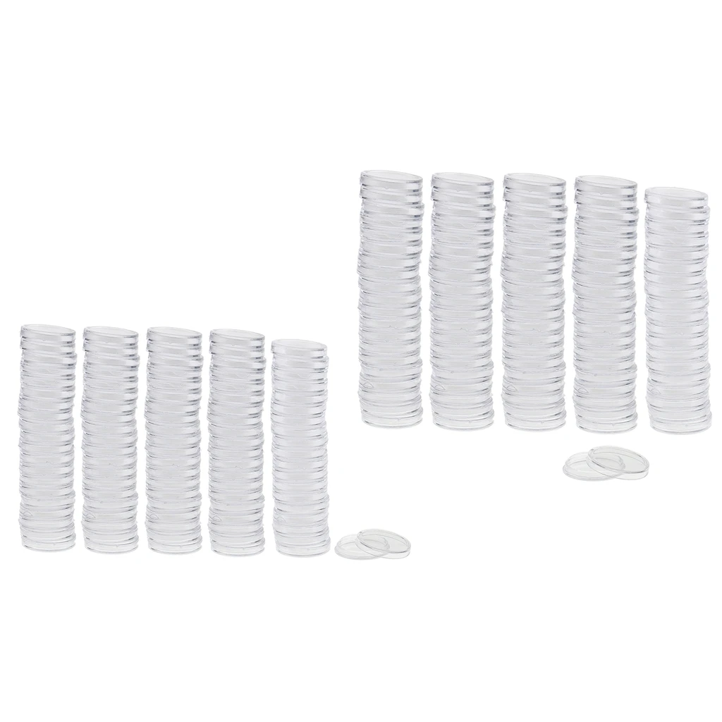 200pcs 22mm Clear Round Plastic Coin Capsule Container Storage Holder Case 200pcs 22mm Clear Round Plastic Coin Capsule Container Storage Holder Case
