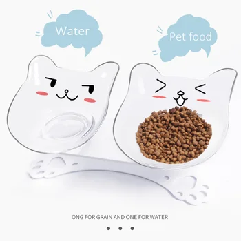 

Elevated Bowls For Cats Durable Cat Double Bowls Raised Stand Cat Feeding Bowl Mat Dog Feeder Pet Supplies