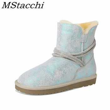 

Mstacchi 2020 New Designer Comfortable Women Snow Boots Round Toe Real Wool Non-slip Classics Casual Ladies Shoes Botas Negras