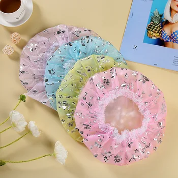 

Waterproof Women Shower Cap Satin Beanie Hair Bonnet Shampoo Multiple Shower Caps Dust-proof Bath Supplies Fashion Bathroom Set
