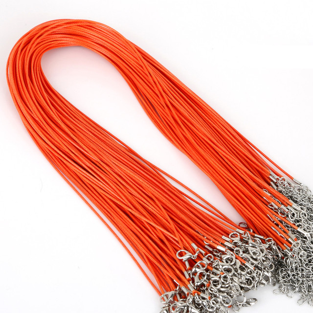 1.5/2mm Cotton Waxed Cord Adjustable Braided Rope String Necklace Chain with Lobster Clasp DIY Jewelry Making Handmade