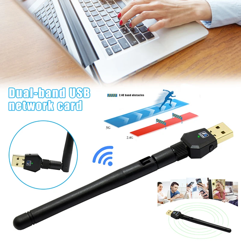 Wifi антенна сетевая карта Двухдиапазонная 600 Мбит/с USB 2,4G 5,8G адаптер для домашнего офиса DJA99