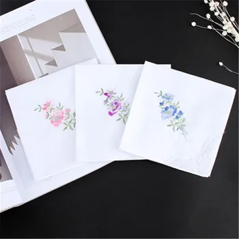 

BRIDAY Luxury Cotton Handkerchief Women Portable Hankies Embroidered Lace Flower Hanky Floral Cloth Ladies Handkerchief Towels