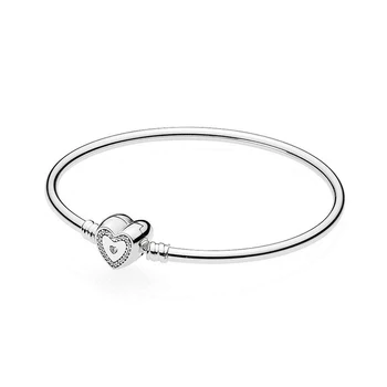

NEW 2018 New 100% 925 Sterling Silver Bracelet Moments Silver Bangle Wishful Heart Charm Women of Fashion DIY Gift Jewelry