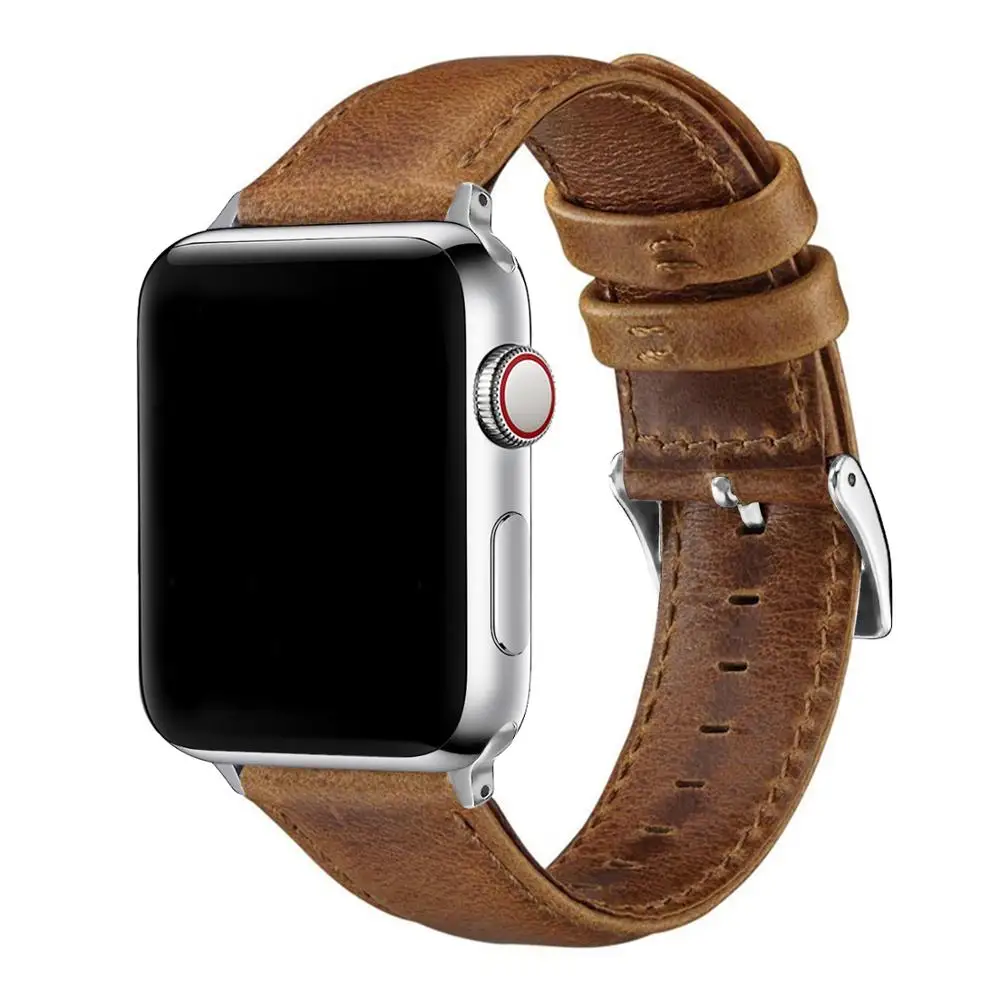 Yellow Brown Ремешок URVOI для apple watch series 5 4 3 2 кожаный ремешок для iwatch 40 44 мм подлинный верхний слой Классическая Пряжка наручный ремень - Цвет ремешка: Yellow Brown