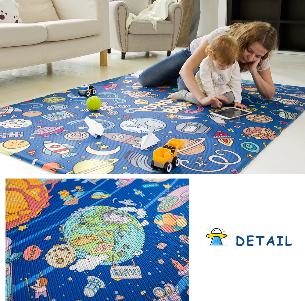 XPE Large Baby Floor Mat 195 145 1cm Cartoon Thickened Carpet Waterproof Children Crawling Pad Puzzle 2