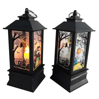 

LED Halloween Lantern Lamp Retro Square Lighthouse Portable Pumpkin Lantern Night Light For Holiday Decoration
