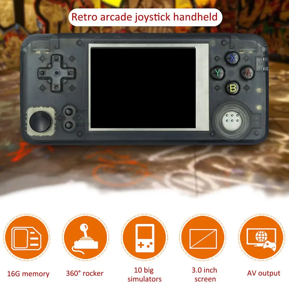 

New IPS Screen Portable Handheld Retro Game Console Game Player Arcade 32-bit 16GB Memory Built-in 3022 Games