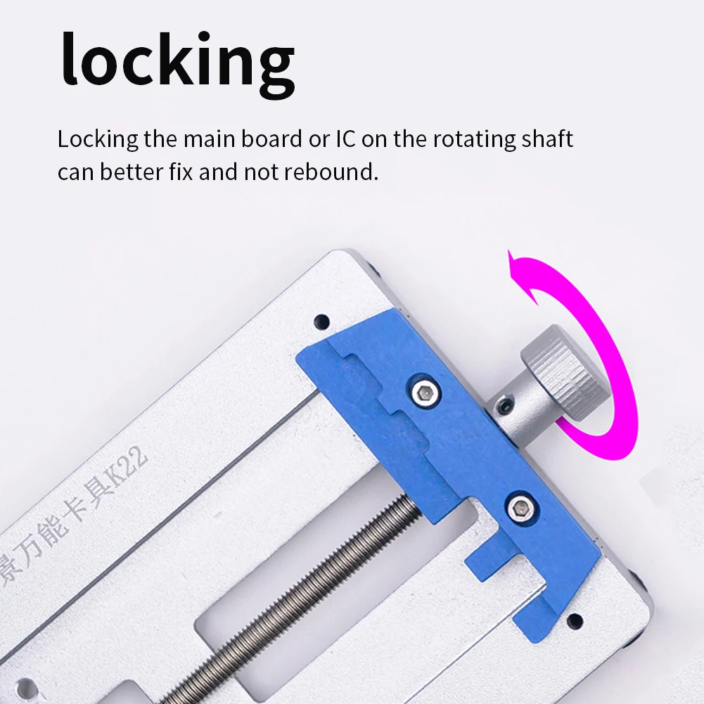 K22 PCB Holder Alloy Steel Stable Repair Rectangle Mobile Phone Tool Card Rotating Shaft Fixture Universal Platform Motherboard