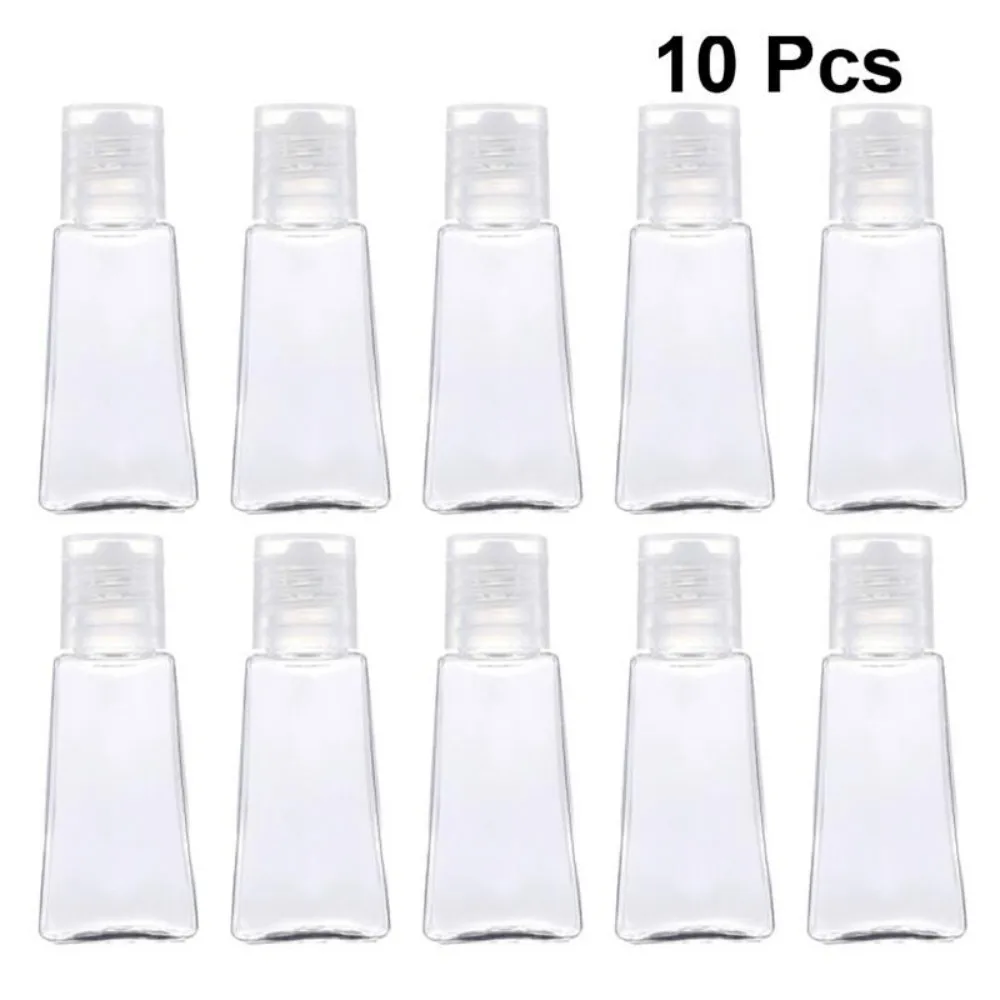 

10 Pcs 30ml Trapezoidal Hand Sanitizer Bottles Refillable Plastic Container Transparent Gel Spray Bottle Cosmetic Accessories