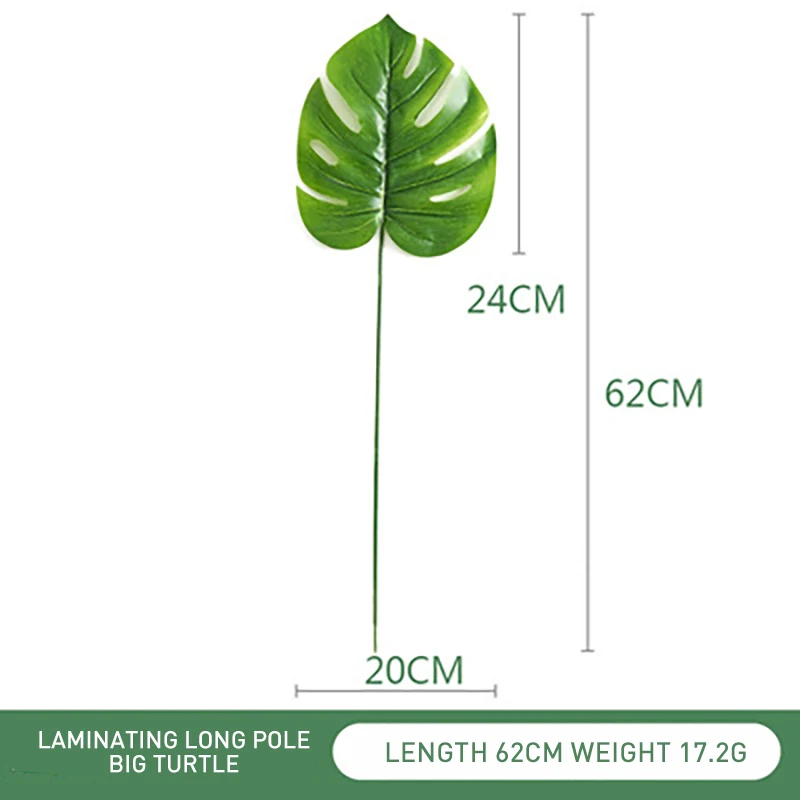 Light green Leaf 24c Пластиковые искусственные листья GreenTropical Пальмовые Листья моделирование лист для вечерние для дома садовые украшения DIY - Цвет: Light green Leaf 24c