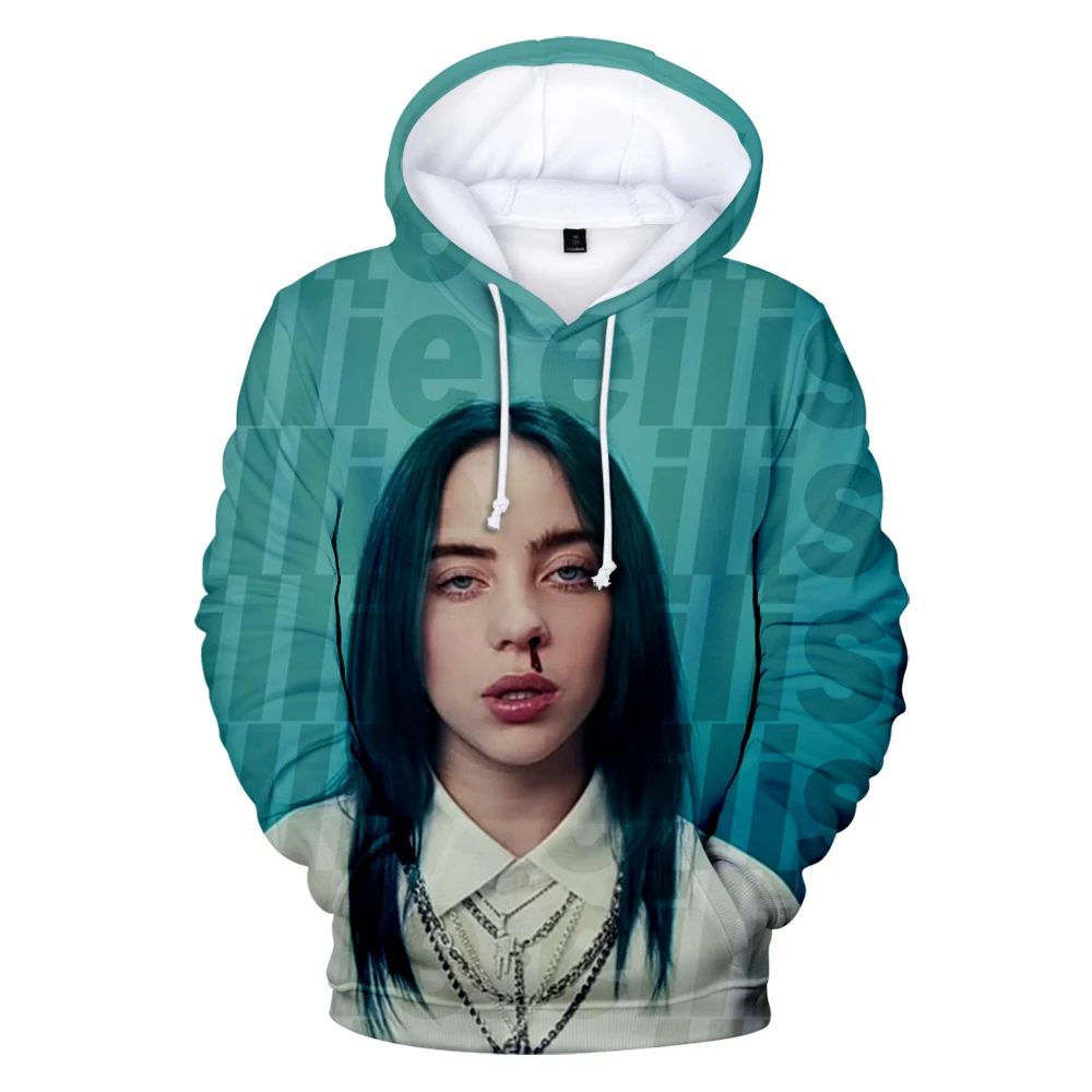 Billie Eilish/3D толстовки с капюшоном для мужчин/женщин, для отдыха, Harajuku, хип-хоп, осень, Billie Eilish, 3D Детские толстовки с капюшоном, пуловеры для девочек