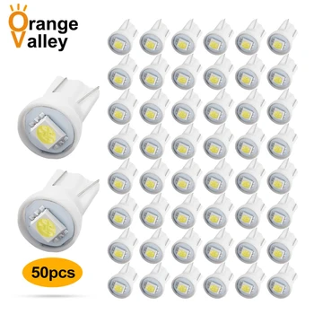 

50pcs Wholesale T10 194 168 192 W5W 5050 1 Smd Led 1smd 1led Auto Lighting Wedge Car Dash Dome Reading Lamps DC12V