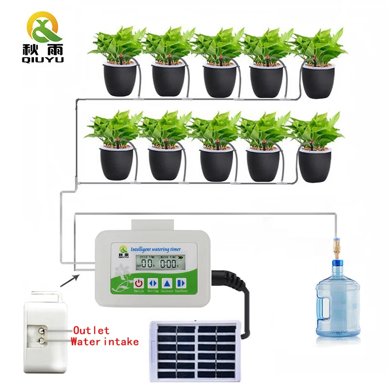 

QIU YU Brand Smart Solar Watering Timer Watering Device Garden Irrigation Controller Watering Suit Automatic Electronic Display
