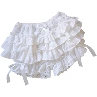 Japanese Style Shorts Women Adult Ruffled Lace Trim Pumpkin Shorts Pants Lolita Style Lace-Up Frilly Bloomers Safety Under Pants - Image 4