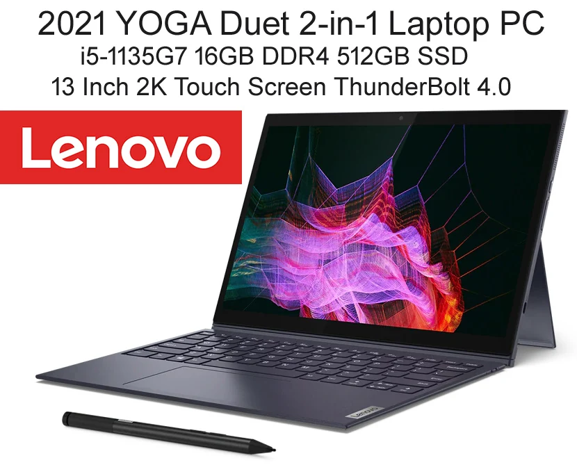 High-End Lenovo 2-In-1 Laptop PC 13 Inch Yoga Duet Sentuh Tablet