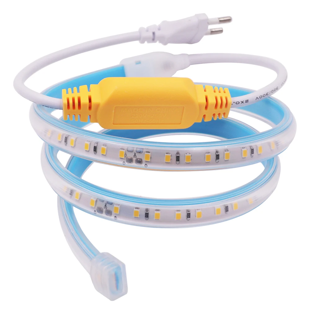 

220V 2835 LED Strip Light 120LED/m 10CM Cut Waterproof Flexible LED Ribbon Outdoor Decoration 4 Colors
