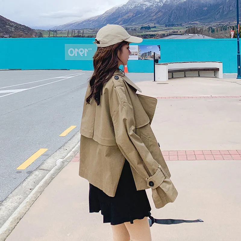 

Coat Women's BF Spring And Autumn 2019 New Style Versatile Fashion INS Loose-Fit Short Casual Short-height Trench Coat Students