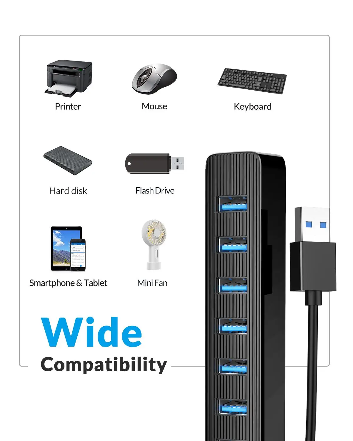 ORICO Высокоскоростной 7 портовый концентратор USB 3 0 с портом питания типа C SD TF