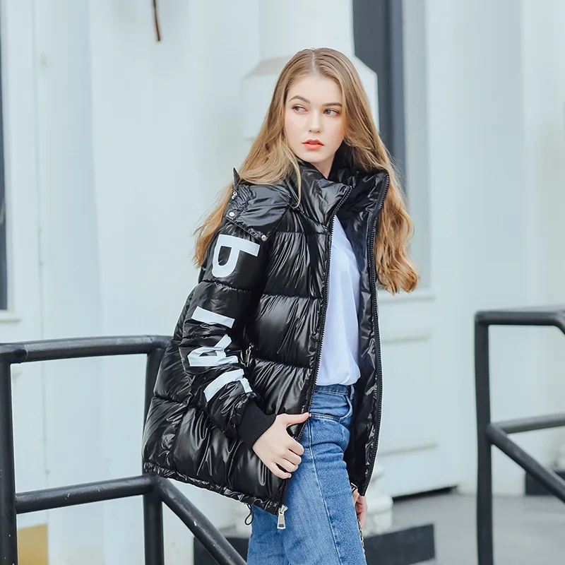 

Down Feather Cotton-padded Clothes Women's 2019 Winter New Style Short Bright Surface Cotton-padded Clothes-Style Thick Cotton-p