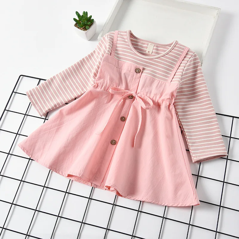

2020 Fall Baby Girls Dress for Newborn Casual Stripe Cotton Long Sleeve Dress Toddler Girl Clothes Infant Clothing Vestidos