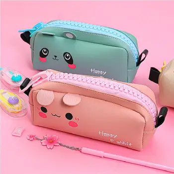 

Big zipper Panda Pencil Case Cartoon Animal PU Leather pencil box pen bag Stationery Storage pouch office school supplies Zakka