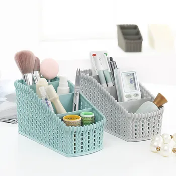 

Imitation Rattan Storage Box Hollow Student Desktop Living Room Sundries Remote Control Cosmetics Organizer