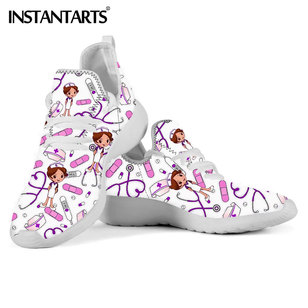 INSTANTARTS las mujeres de malla de punto de zapatillas de encaje Casual para Pisos de moda Zapatos de Mujer Pisos
