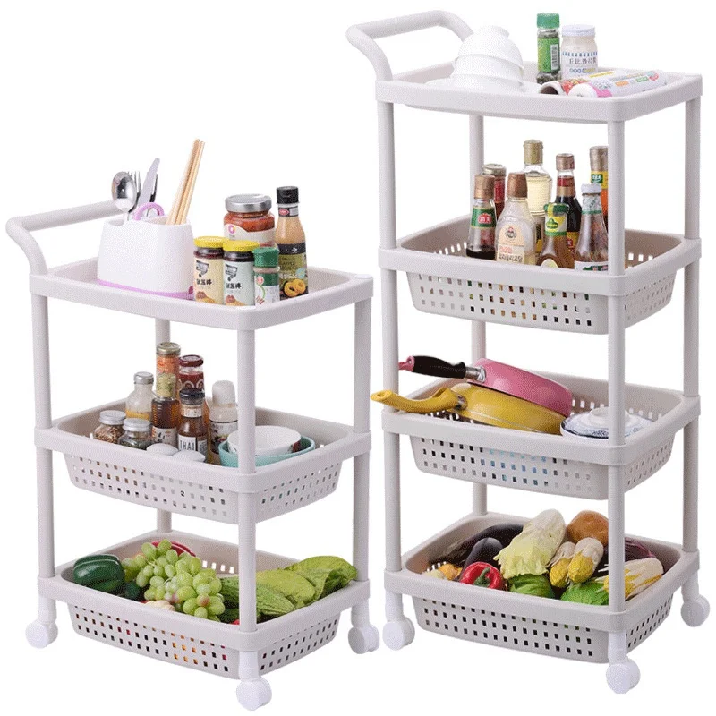 

4 Layer Gap Holder Kitchen Storage Rack Removable Fridge Side Shelf PP Bathroom Organizer Portable Storage Trolley with Wheels