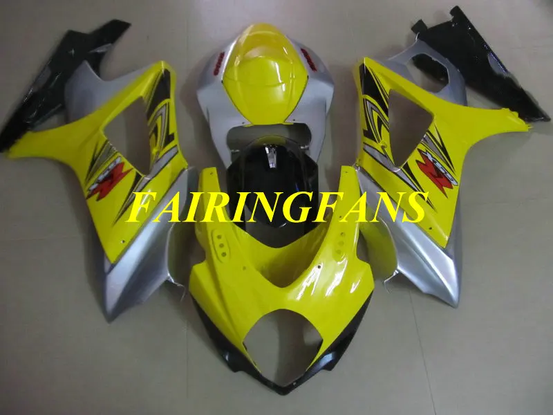 Литьевая форма обтекателя кузова для GSXR1000 07 08 GSX-R GSXR 1000 K7 2007 2008 желтое серебро Обтекатели+ подарки SK28