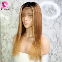 Eva прямые Омбре основные 13x6 кружевные передние человеческие волосы парики предварительно сорванные с детскими волосами бразильский парик из натуральных волос для черных женщин