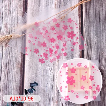 

100pcs/lot Soap Cookie Transparent Flower Cellophane Resealable Self-adhesive Bag Scattered Cherry Blossoms Baby Shower Gift Bag