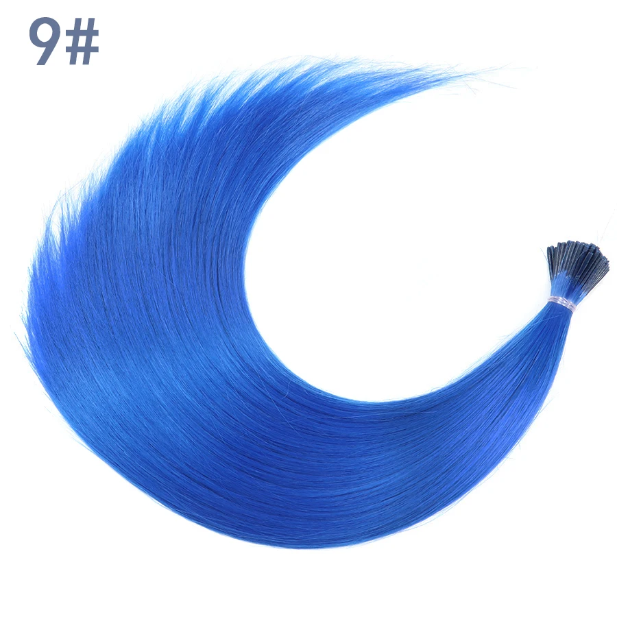 Synthetic Hair Dye Rainbow Fake Hair Extensions Keratin I-tip Colored Stands of Extension Pieces Hair Extensions