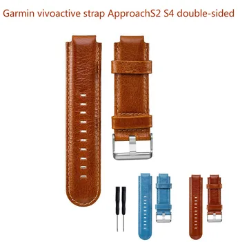 

SHELKEE Replacement wristband smart watch band Garmin vivoactive strap ApproachS2 S4 double-sided leather wristband