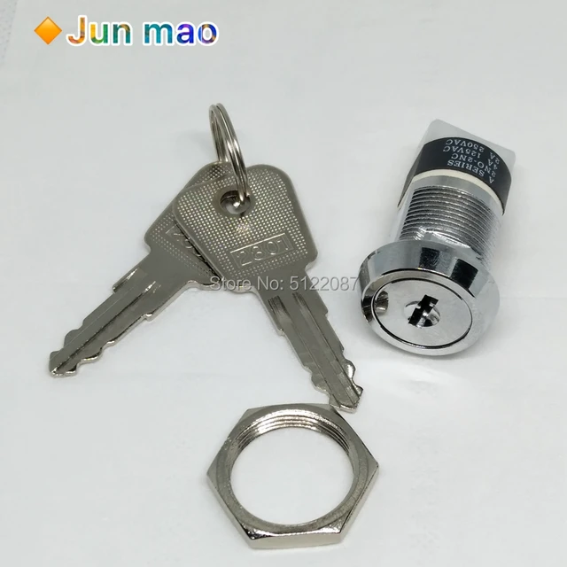 Keyed On Off Switch 19mm DPST Key Switch (ON-OFF, 2NO 2NC) - 4A 125VAC ...