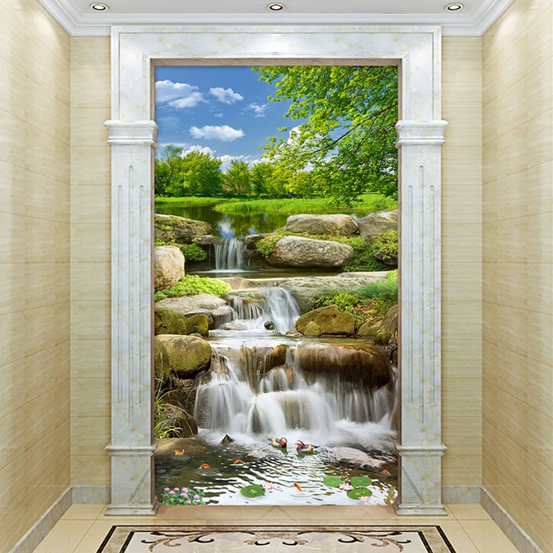 

Drop Shipping Custom 3D Photo Wallpaper Small Creek Running Water Nature Landscape Large Murals Entrance Corridor Backdrop Mural
