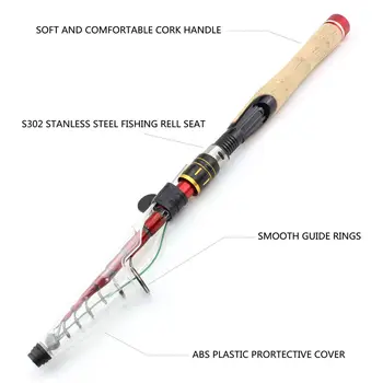 

1.6m-2.7m lure rod Carbon Fishing Rod Telescopic wooden handle Spinning Fishing Rod Travel Fishing Tackle pole wrap Lure Rod