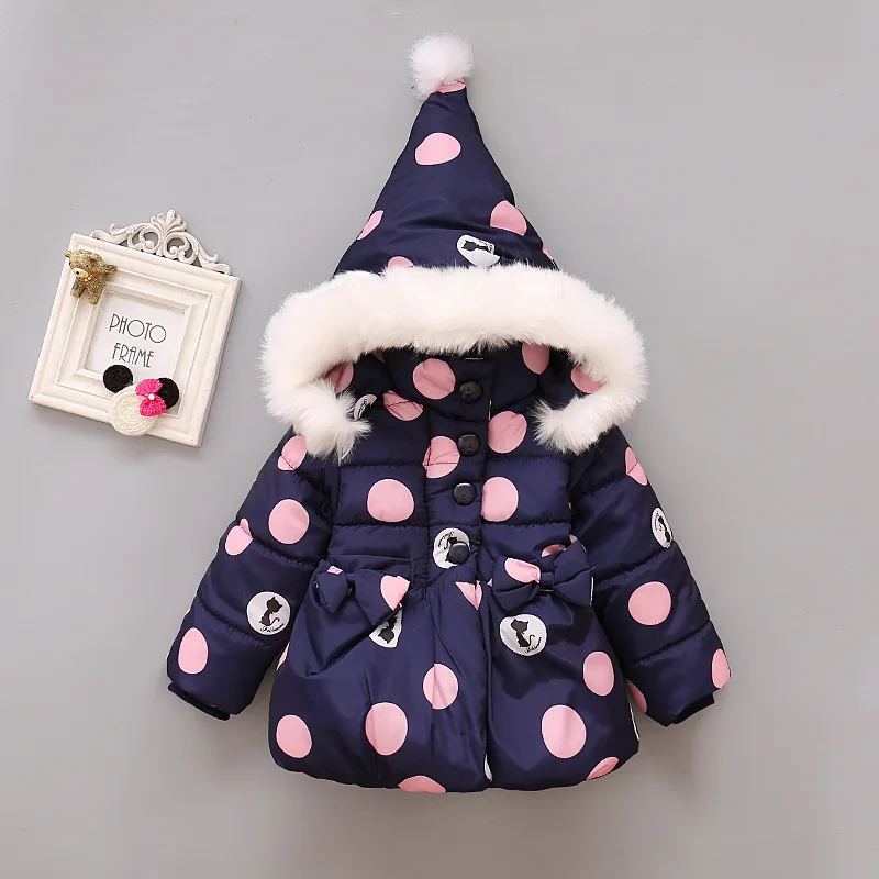 

Classic Style Hooded Girls Padded Cotton Clothes Korean-style Dots Cat Child Small Cotton-Padded Jacket Hot Selling Cotton-padde