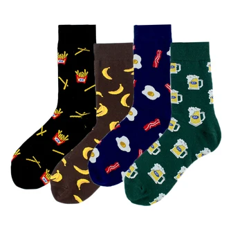 

Beer Banana Fried Egg French Fries Socks Cotton Skate Cool Casual Socks Women Men Streetwear Funny Sock Kawaii Short Happy Socks