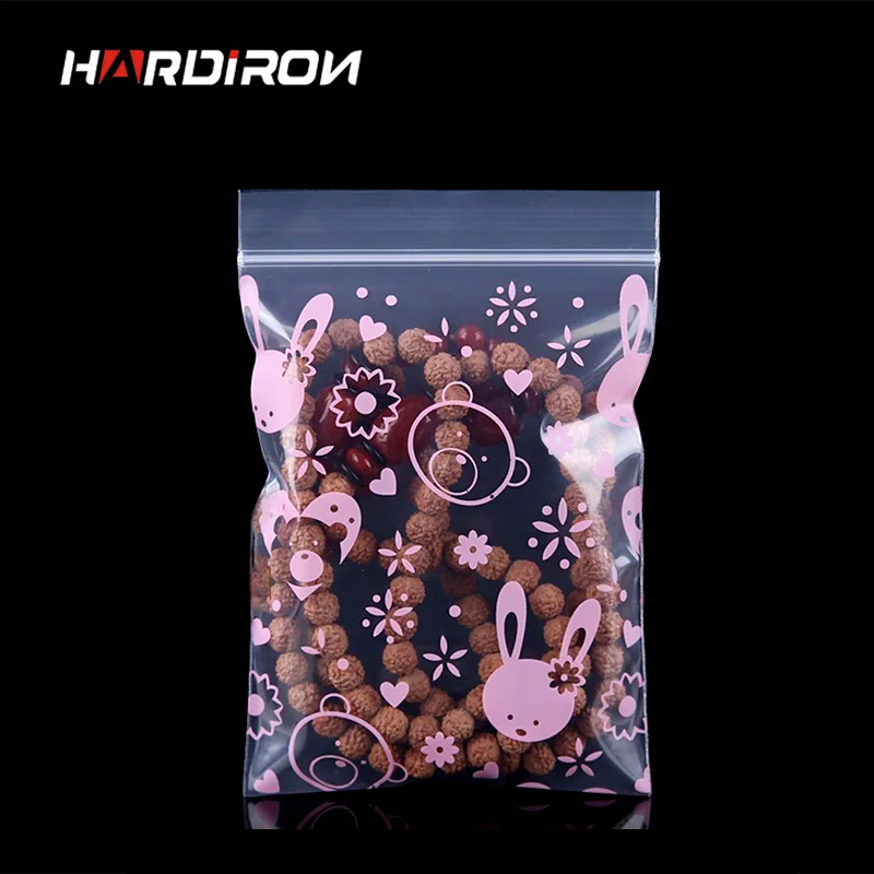 

HARDIRON Zipper Bag SmallPink Bunny Multiple Sizes Self Sealing Zip Lock Bags Gift Jewelry Mini Pouches Plastic Packaging Bags