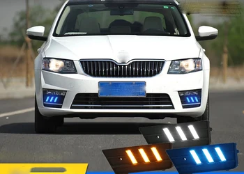 

Fast delivery Led daytime running lights+moving turn signal+blue night mode+remote control for Skoda Octavia 2017