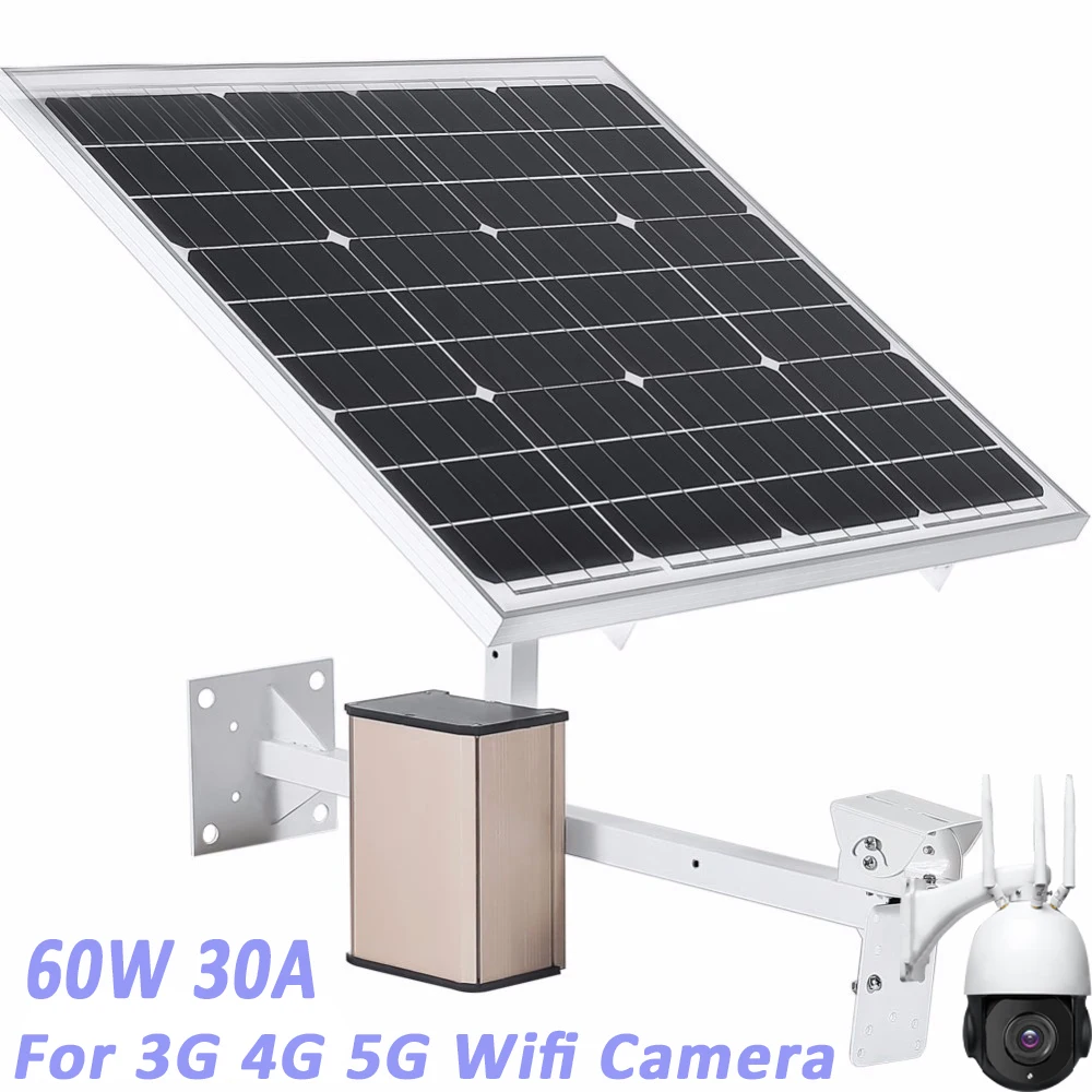 Новая 60 Вт солнечная панель для CCTV Wi-Fi ip-камера 3g 4G 5G SIM карта наружная Водонепроницаемая мощность 30A 40A наружная камера наблюдения