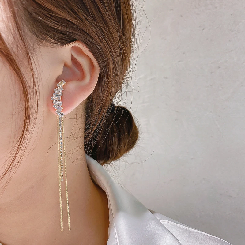 

Fashion Multiply-wear Long Tassel Drop Earrings Crystal for Women Star Butterfly Tassel Chain Dangle Ear Study Jewelry Gift