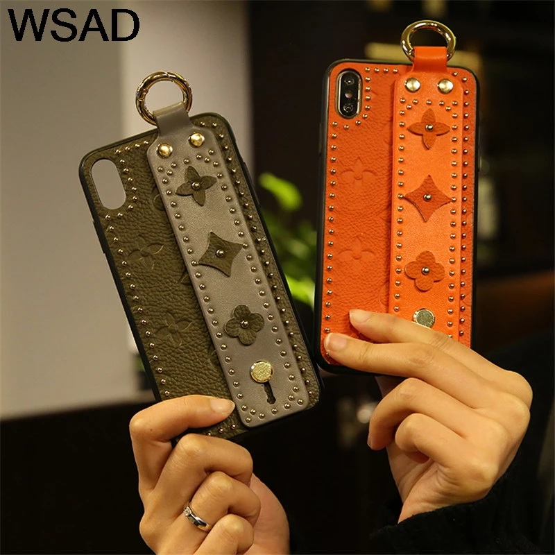

Luxury Genuine Phone Case For iPhone 6 6S 7 8 Plus X XS Max XR Case Cover With wristband Cases Phone Protector Bag Funda Coque