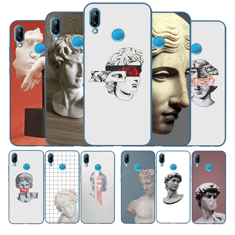 Чехол Art David Statue flower для Huawei P9 P10 P20 P30 P40 P smart Lite Plus Pro Чехлы Y5 Y6 Y7 2017 2018 nova 3i мягкий