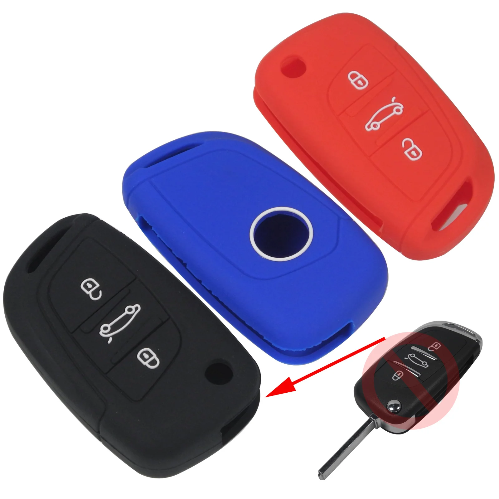 Jingyuqin 30 шт для peugeot 107 207 307 407 308 607 модифицированный флип-ФОБ чехол силиконовый чехол для ключей от машины для Citroen C2 C3 C4 C4L C5 DS4