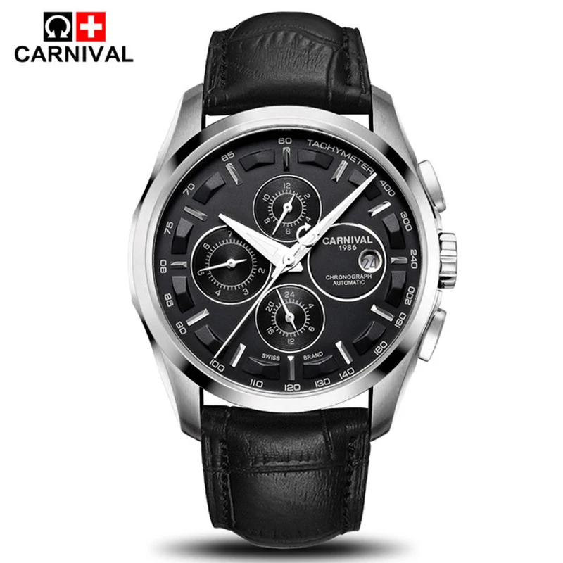 

Relogio Masculino Carnival Luxury Brand Automatic Watch Mens Waterproof Luminous Military Mechanical watches Calendar Clock Men