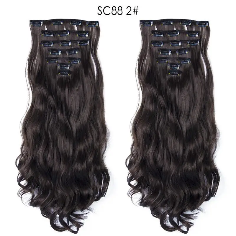 Жук MERISIHAIR, 6 шт./набор, 22 дюйма, шиньон, 140 г, прямые, 16 клипс, накладные стильные волосы, синтетические волосы на заколках для наращивания, термостойкие - Цвет: Жук