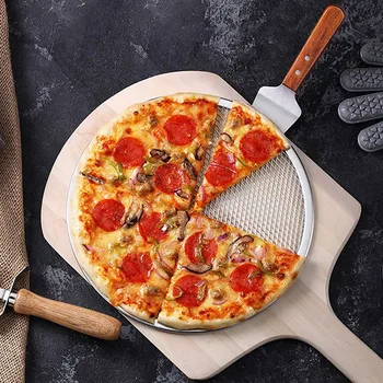 

Pack of 2 Pizza Pans with Holes Seamless Pizza Screen Aluminum Pizza Pan Round Non-Stick Tray Tool Pizza Pan Baking Screen Chef'